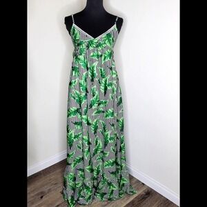 Byegreis Celeste Green Print Maxi Dress